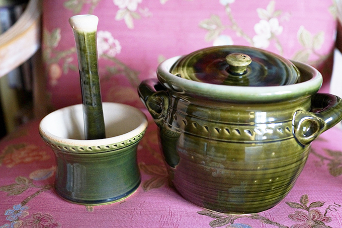 Poland, Ceramic Casserole & Herb Grinder