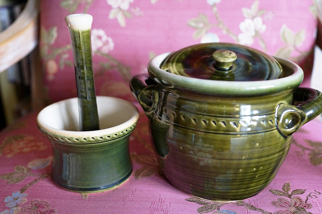 Poland, Ceramic Casserole & Herb Grinder