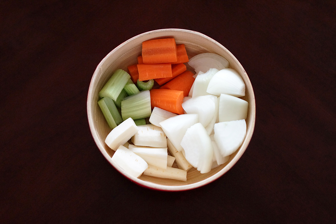 Parsnip, Celery, Carrot, Onion